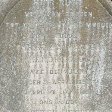 HENDRICKSE Christina Jacoba nee De KOCK 1858-1898