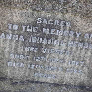 HENDRY Anna Johanna nee VISSER 1867-1925