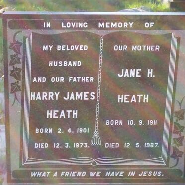 HEATH Harry James 1901-1973 &amp; Jane H. 1911-1987