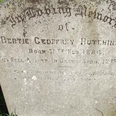 HUTCHINSON Bertie Geoffrey 1884-1889