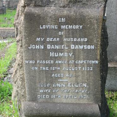 HUMBY John Daniel Dawson -1923 &amp; Ann Ellen -1931