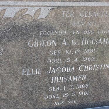 HUISAMEN Gideon A.G. 1881-1962 &amp; Ellie Jacoba Christina 1886-1981