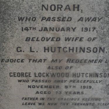 HUTCHINSON George Lockwood -1919 &amp; Norah -1917