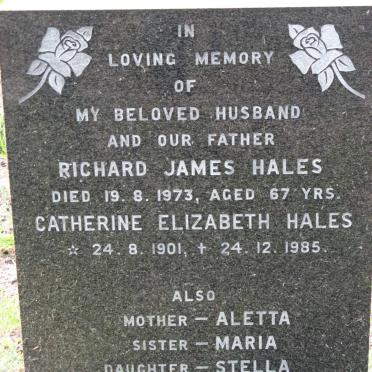 HALES Richard James -1973 &amp; Catherine Elizabeth 1901-1985