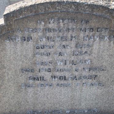 HANEKOM Johan Wilhelm 1886-1954 :: HANEKOM William -1918 :: WOLFAARDT Emil -1932