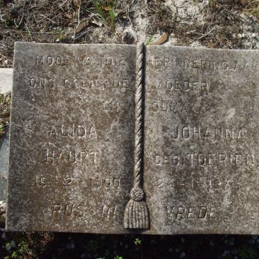 HAUPT Alida Johanna nee TOERIEN 1900-1971