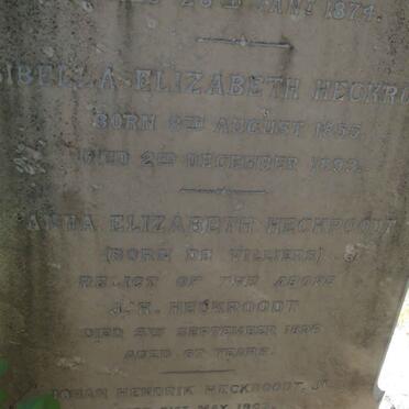 HECKROODT Anna Elizabeth nee de VILLIERS -1896
