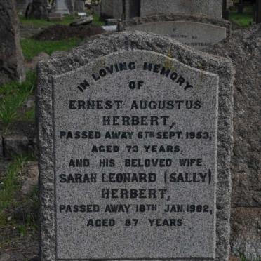 HERBERT Ernest Augustus -1953 &amp; Sarah Leonard -1982