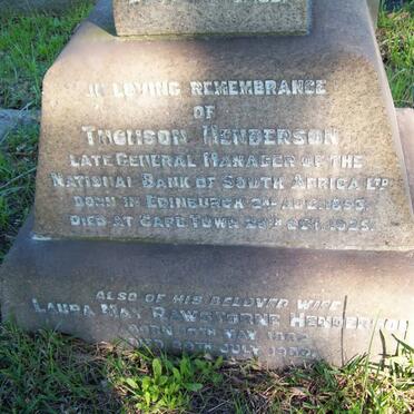 HENDERSON Thomson 1853-1925 &amp; Laura May Rawstorne 1862-1950