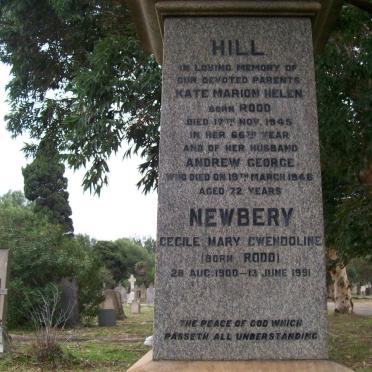 HILL Andrew George -1946 &amp; Kate Marion Helen ROOD -1945 :: NEWBERY Cecile Mary Gwendoline nee ROOD 1900-1991
