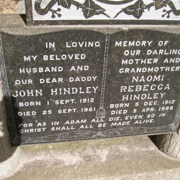 HINDLEY John 1912-1961 &amp; Naomi Rebecca 1912-1986