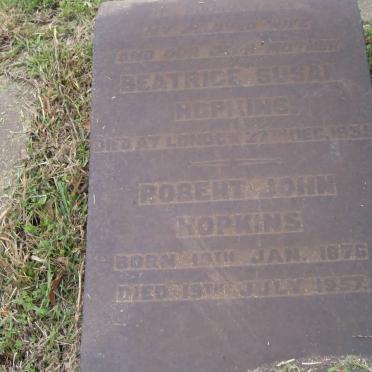 HOPKINS Robert John 1876-1957 &amp; Beatrice Susan -1936