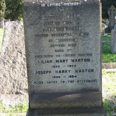 HORNIBROOK Letetia Mary -1929 :: WARTON Lilian Mary 1889-1969 :: WARTON Joseph Harry 1906-1994