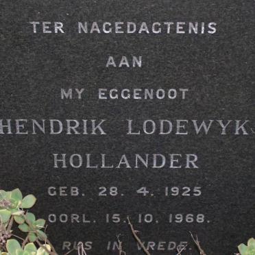 HOLLANDER Hendrik Lodewyk 1925-1968
