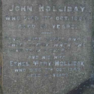 HOLLIDAY John -1925 &amp; Ethel Mary -1942