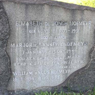 HOFMEYR William Angus 1869-1953 :: HOFMEYR Elizabeth De Jongh nee KUYS 1871-1931 :: SANNE Marjorie nee HOFMEYR 1899-1949