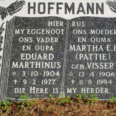 HOFFMANN Eduard Marthinus 1904-1977 &amp; Martha E.E. VISSER 1906-1994