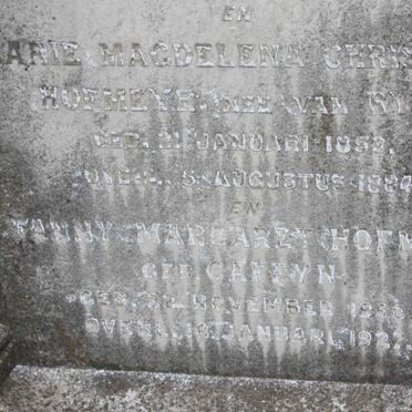 HOFMEYR Marie Magdalena Christina nee VAN RYN 1853-1884 :: HOFMEYR Fanny Margaret nee CAFFYN 1850-1927