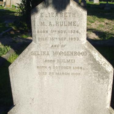 HULME Elizabeth M.A. 1824-1893 :: MORGENROOD Selina nee HULME 1866-1900
