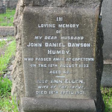 HUMBY John Daniel Dawson -1923 &amp; Ann Ellen -1931