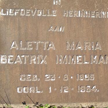 IMMELMAN Aletta Maria Beatrix 1885-1964