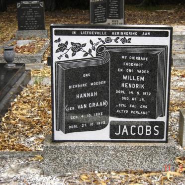 JACOBS Willem Hendrik -1972 &amp; Hannah VAN GRAAN 1903-1973