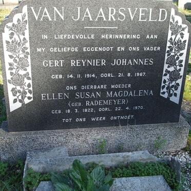 JAARSVELD Gert Rynier Johannes, van 1914-1967 &amp; Ellen Susan Magdalena RADEMEYER 1922-1970