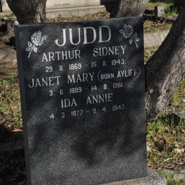 JUDD Arthur Sidney 1869-1943 :: JUDD Janet Mary nee AYLIFF 1889-1961 :: JUDD Ida Annie 1877-1942