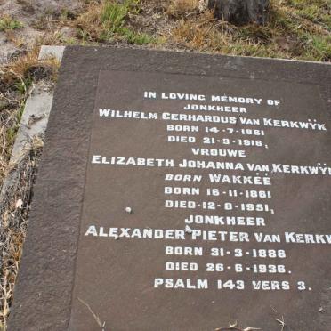 KERKWYK Wilhelm Gerhardus, van 1861-1916 &amp; Elizabeth Johanna WAKKEE 1861-1951 :: VAN KERKWYK Alexander Pieter 1888-1936