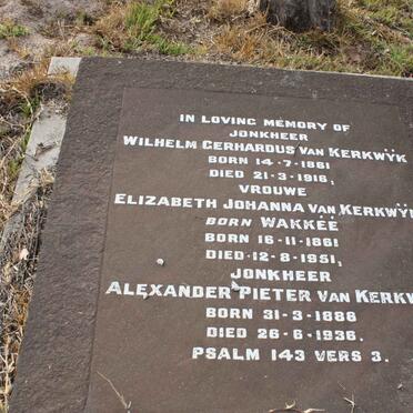 KERKWYK Wilhelm Gerhardus, van 1861-1916 &amp; Elizabeth Johanna WAKKEE 1861-1951 :: VAN KERKWYK Alexander Pieter 1888-1936