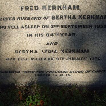 KERKHAM Fred -1953 &amp; Bertha Lydia -1960