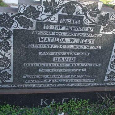KEET David -1963 &amp; Matilda W. -1944
