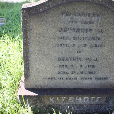 KITSHOFF Johannes J. 1875-1949 &amp; Beatrix H.J. 1891-1952