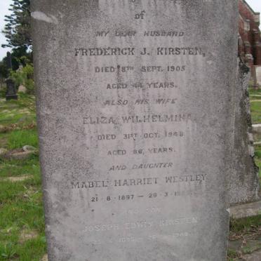 KIRSTEN Frederick J. -1905 &amp; Eliza Wilhelmina -1948 :: WESTLEY Mabel Harriet 1897-1965