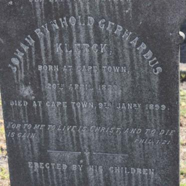 KLERCK Johan Rynhold Gerhardus 1829-1899