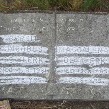 KLERK Gerrit Jacobus, de -1961 &amp; Magdalena -1965