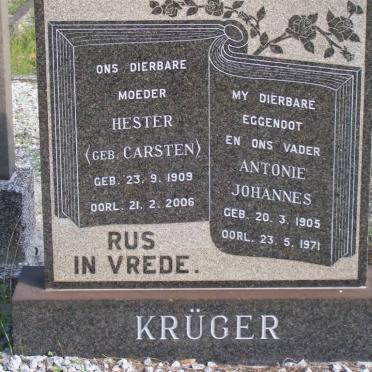 KRÜGER Antonie Johannes 1905-1971 &amp; Hester nee CARSTEN 1909-