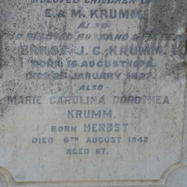 KRUMM Marie Carolina Dorothea nee HERBST -1942