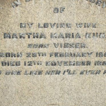 KUHN Martha Maria nee VISSER 1905-1954