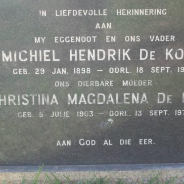 KOCK Michiel Hendrik, de 1898-1976 &amp; Christina Magdalena 1903-1978