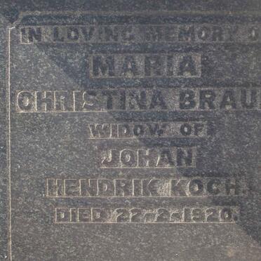 KOCH Maria Christina nee BRAUN -1920