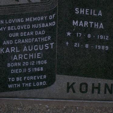KOHN Karl August 1906-1968 &amp; Sheila Martha 1912-1989