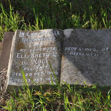 KOCK Elizabeth P., de nee SMIT 1909-1938