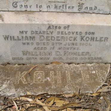 KOHLER William D. -1919 &amp; Sophia Augusta RIP -1901 :: KOHLER William Dederick -1901