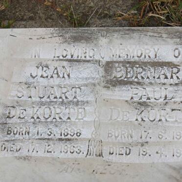 KORTE Jean Stuart, de 1898-1963 :: DE KORTE Bernard Paul 1928-1985