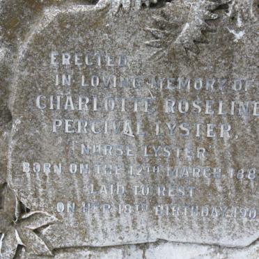 LYSTER Charlotte Roseline Percival 1886-1904