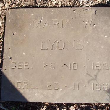 LYONS Maria W. 1892-1965