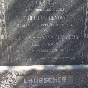 LAUBSCHER Phillipus Hendrik -1952 &amp; Adriana Susanna Elizabeth VAN RHYN -1952