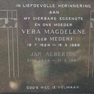 LAUBSCHER Jan Albertus 1926-1987 &amp; Vera Magdelene MEDER 1924-1968
