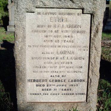 LABBON Herbert George -1953 &amp; Ethel -1944 :: LABBON Lorna -1914